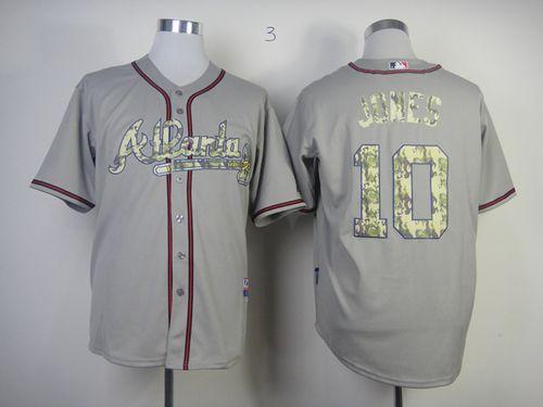 Braves #10 Chipper Jones Grey USMC Cool Base Stitched MLB Jersey